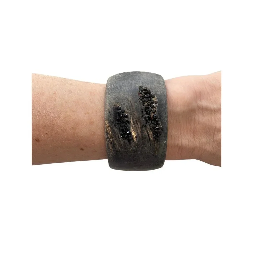 Zeffira Matte Horn Cuff Swarovski Crystal Detail